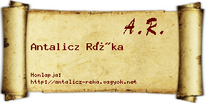 Antalicz Réka névjegykártya