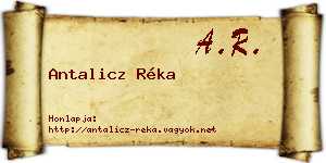 Antalicz Réka névjegykártya